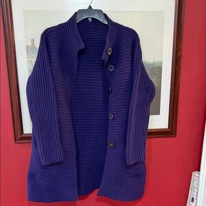 Elegant Purple Cardigan Sweater from Ireland XL